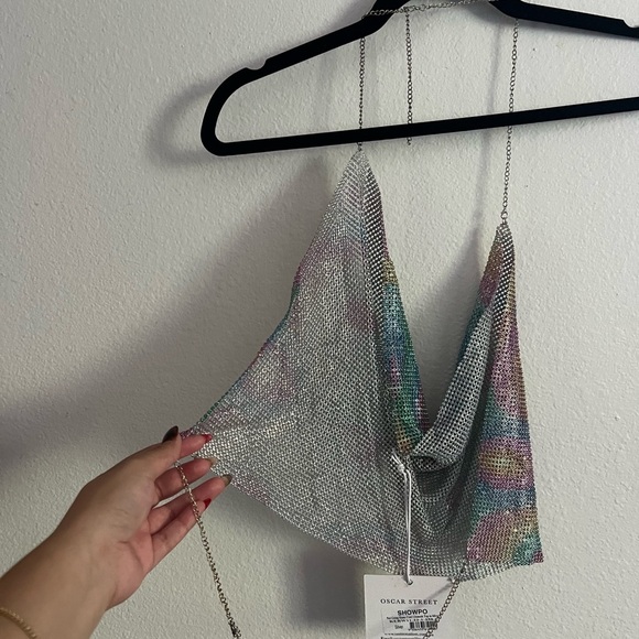 Showpo Iridescent Chain Mesh Halter Top (New with Tags) - Picture 5 of 7
